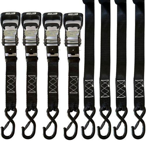 1.6 'x 15' Ratchet Tie-Down Set (Paket von 4), Geschlossener Haken (Lebenslange Garantie)