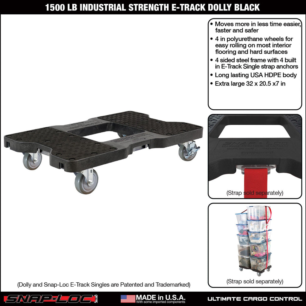 Snap-Loc E-Track Dolly - Industrielle Stärke, 0,68 kg Kapazität mit 4' Polyurethan-Schwenkrollen