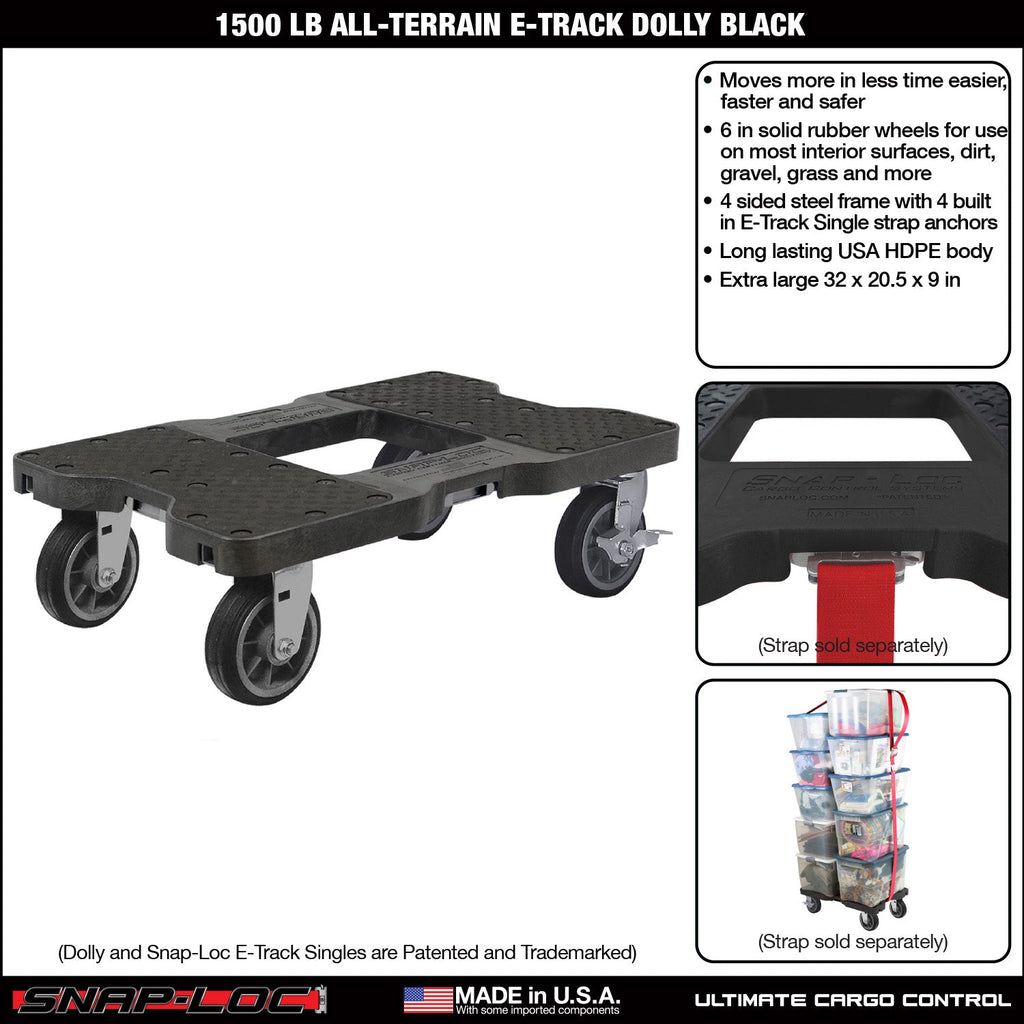 Snap-Loc E-Track Dolly - All-Terrain, 0,68 kg Kapazität mit 6' Solid Rubber Casters - Rot