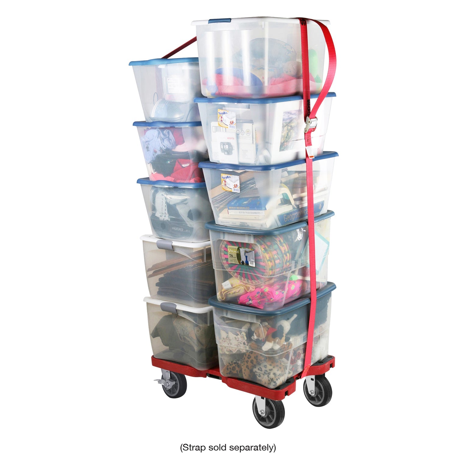 Snap-Loc E-Track Dolly - All-Terrain, 0,68 kg Kapazität mit 6' Solid Rubber Casters - Rot
