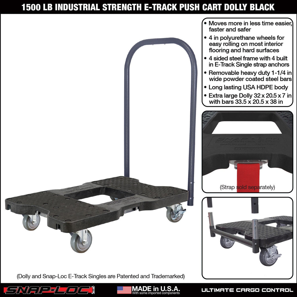 Snap-Loc E-Track Dolly - Industrielle Stärke, 0,68 kg Kapazität mit 4' Polyurethan-Schwenkrollen