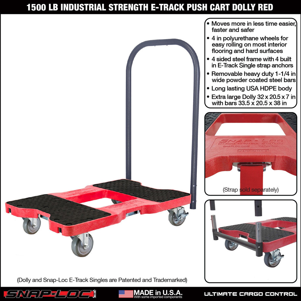 Snap-Loc E-Track Dolly - Industrielle Stärke, 0,68 kg Kapazität mit 4' Polyurethan-Schwenkrollen