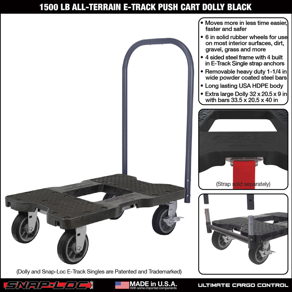 Snap-Loc E-Track Dolly - All-Terrain, 0,68 kg Kapazität mit 6' Solid Rubber Casters - Rot