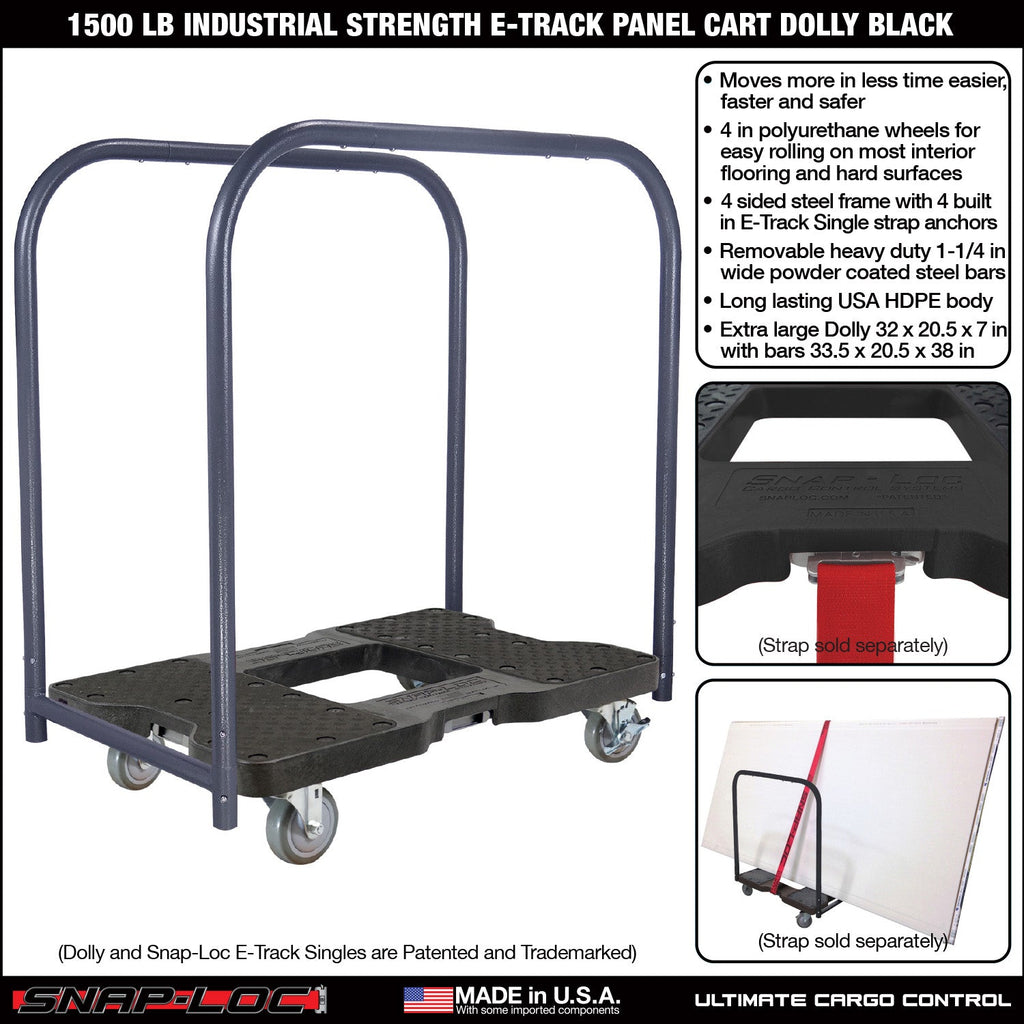 Snap-Loc E-Track Dolly - Industrielle Stärke, 0,68 kg Kapazität mit 4' Polyurethan-Schwenkrollen