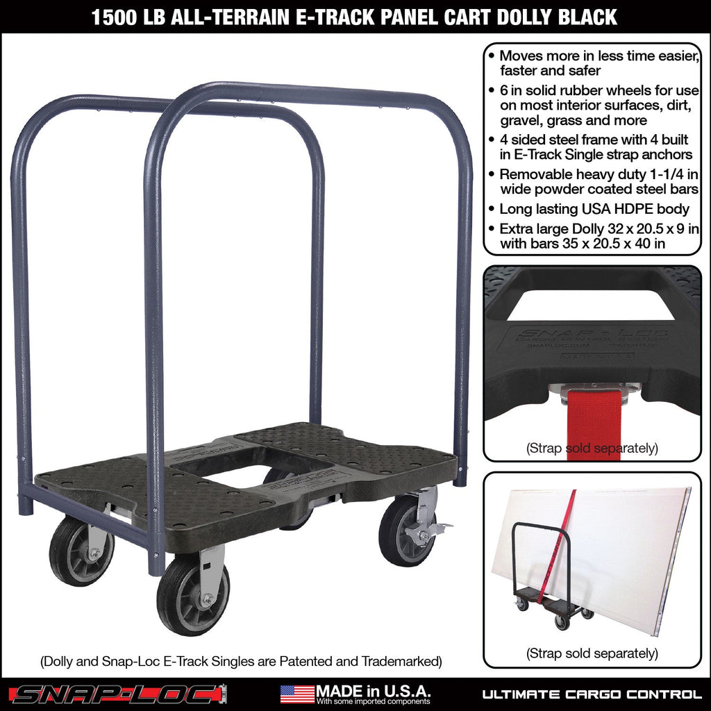 Snap-Loc E-Track Dolly - All-Terrain, 0,68 kg Kapazität mit 6' Solid Rubber Casters - Rot