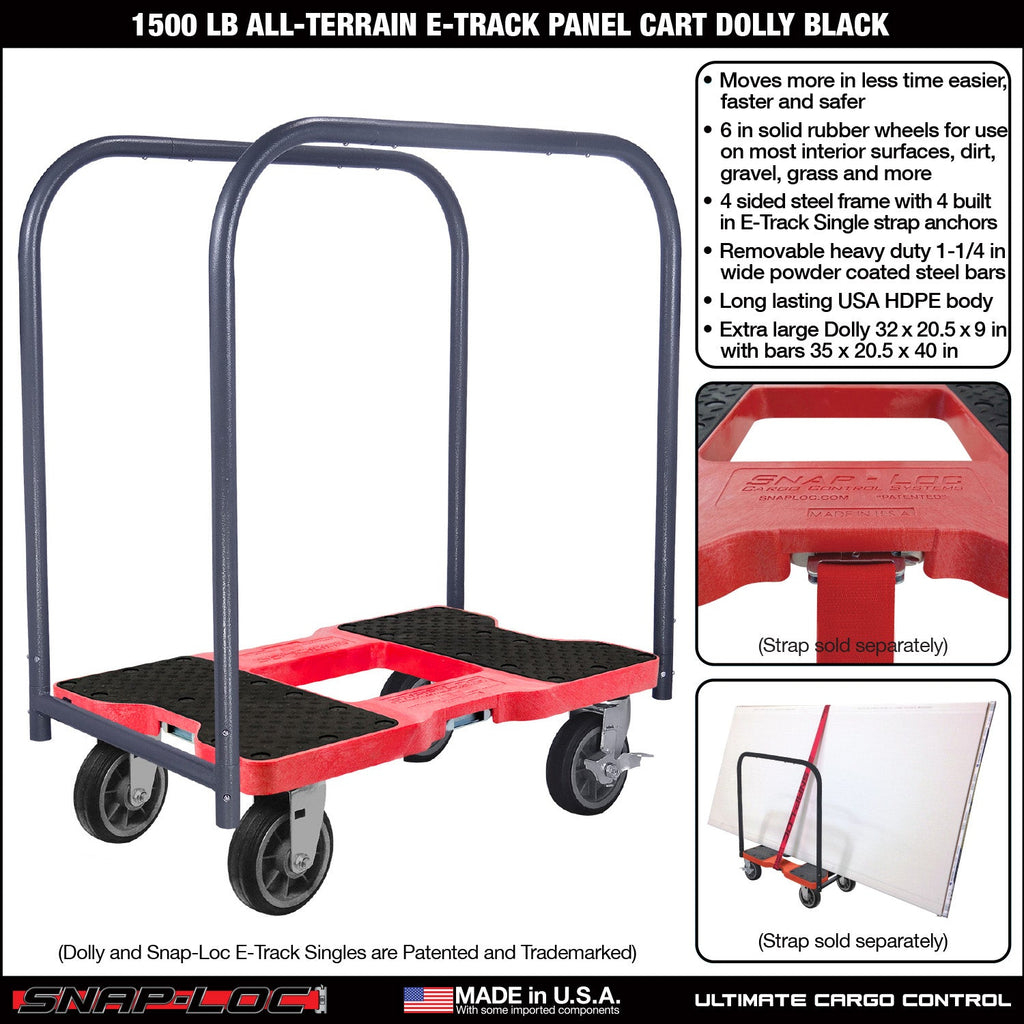 Snap-Loc E-Track Dolly - All-Terrain, 0,68 kg Kapazität mit 6' Solid Rubber Casters - Rot