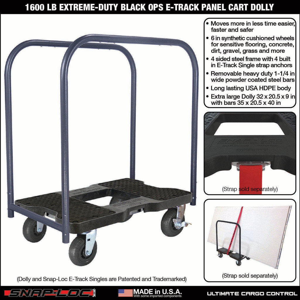 Snap-Loc E-Track Dolly - Extreme-Duty, 0,73 kg Kapazität mit 6' Solid Synthetic Rubber Casters - Rot