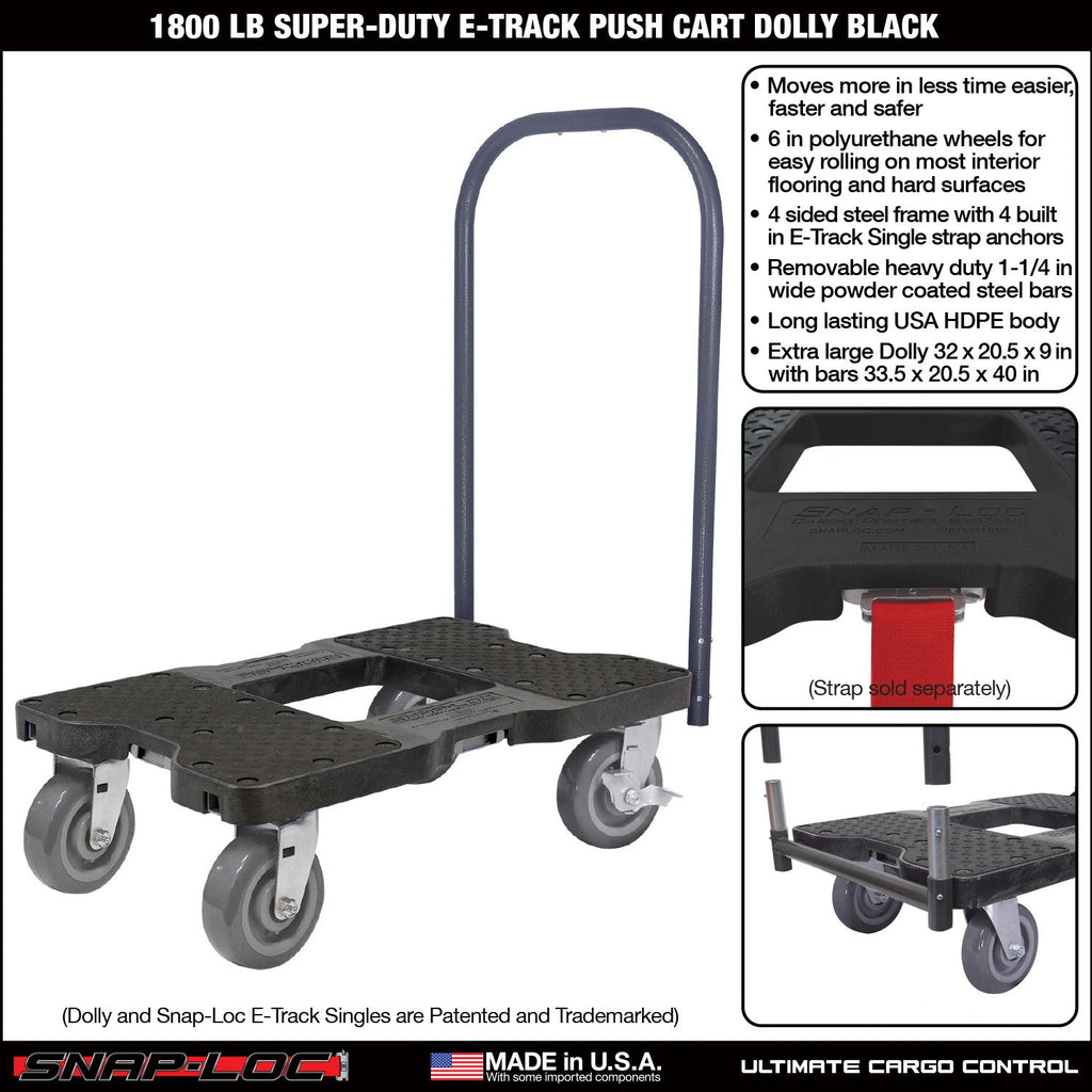 Snap-Loc E-Track Dolly - Super-Duty, 0,82 kg Kapazität mit 6' Polyurethan-Schwenkrollen - Rot