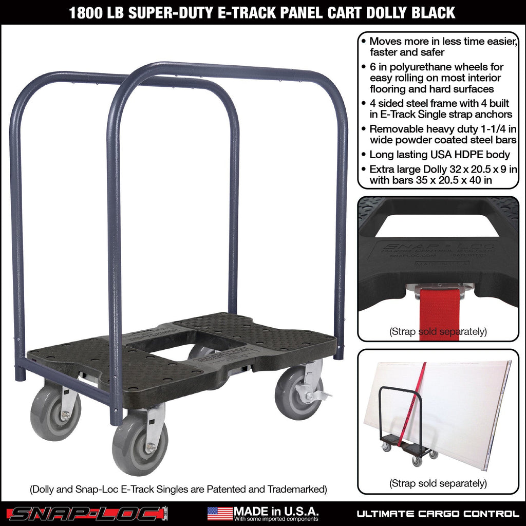 Snap-Loc E-Track Dolly - Super-Duty, 0,82 kg Kapazität mit 6' Polyurethan-Schwenkrollen - Rot