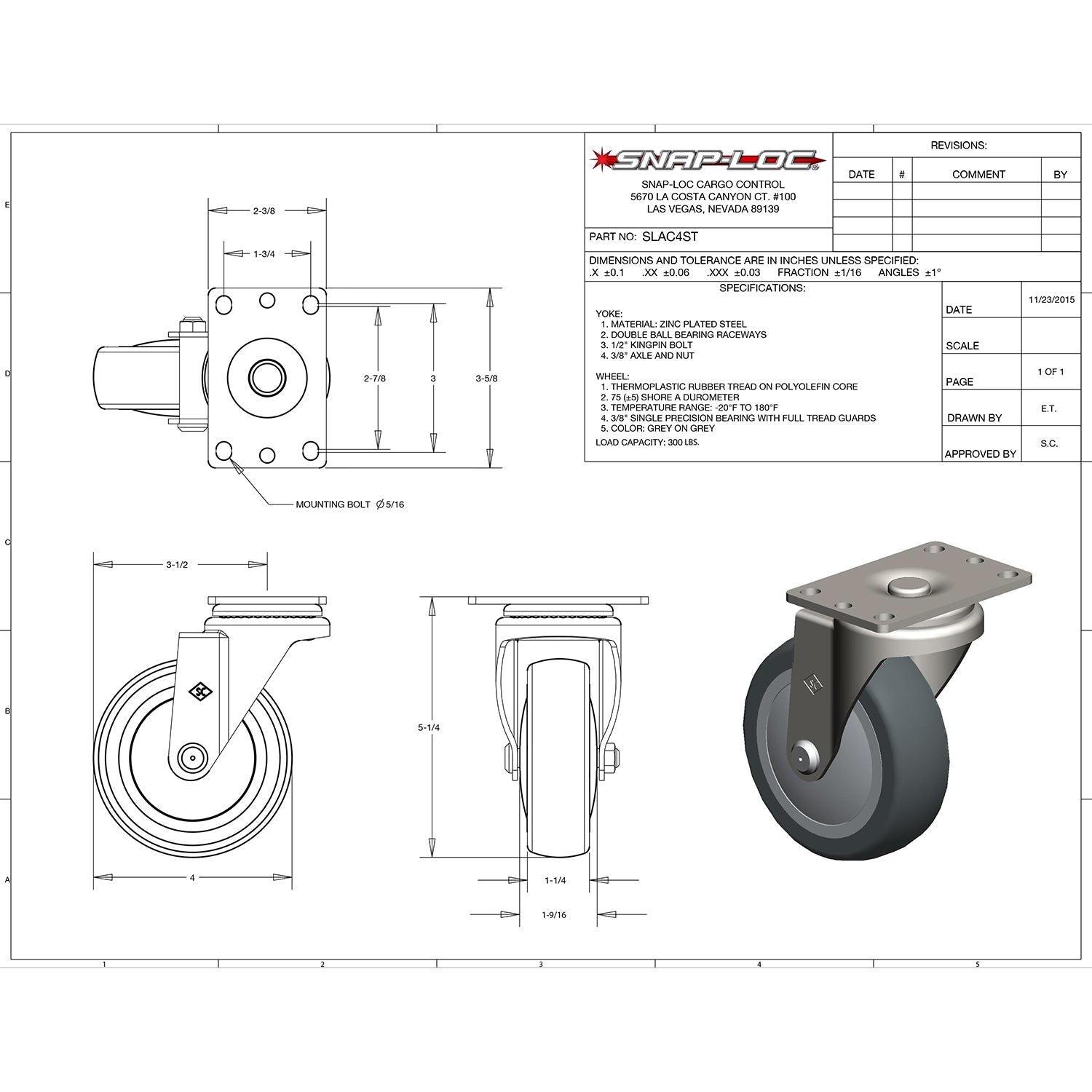Snap-Loc 136,08 kg 4'Allgemeine Thermoplastische Casting