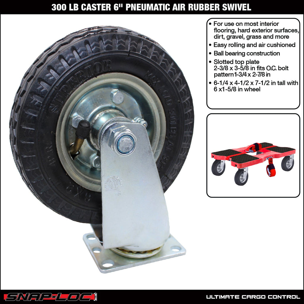 Snap-Loc 136,08 kg 6' Pneumatische Gummi Caster - Swivel