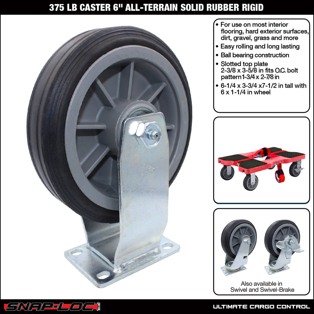 Snap-Loc 170,1 kg 6' All-Terrain Solid Rubber Caster