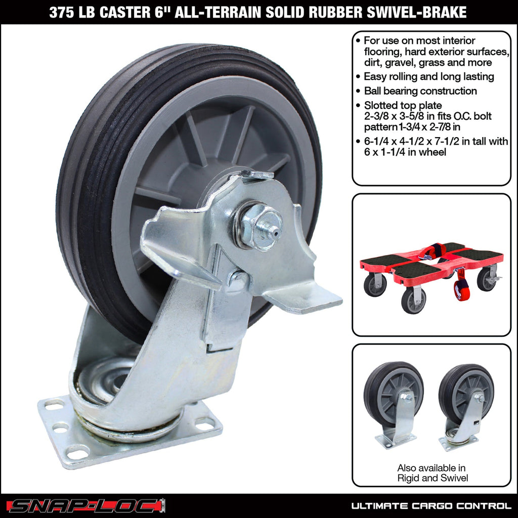 Snap-Loc 170,1 kg 6' All-Terrain Solid Rubber Caster