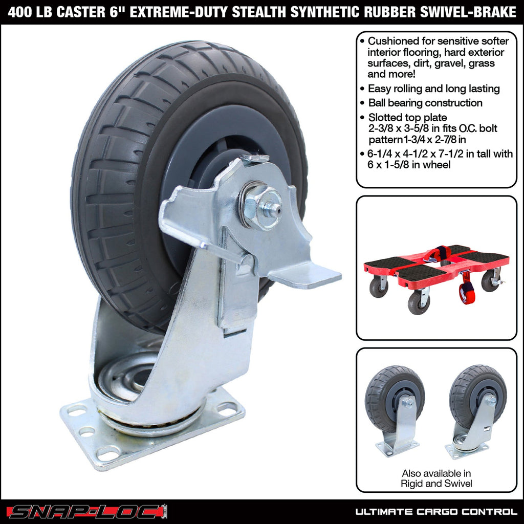 Snap-Loc 181,44 kg 6'Extreme-Duty Synthetic Rubber Caster