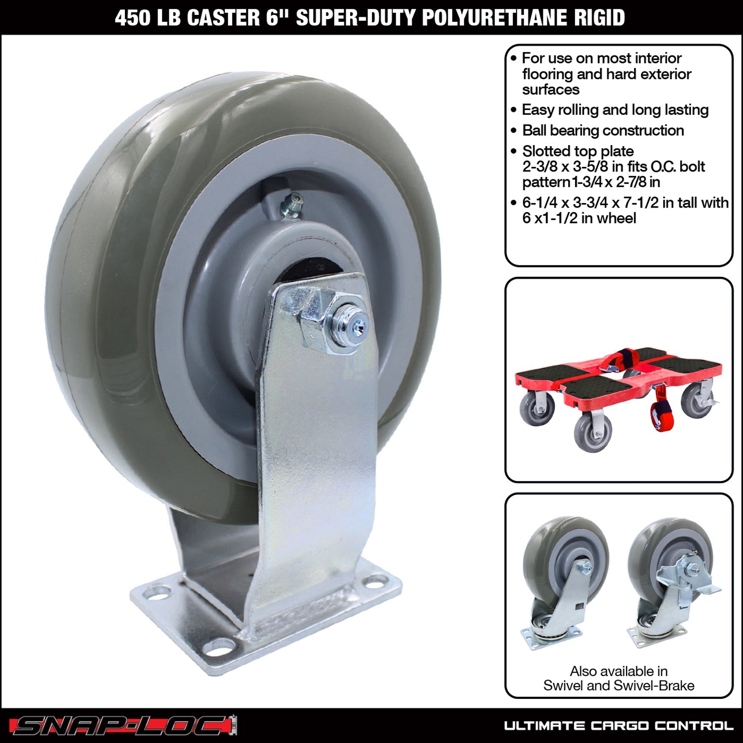 Snap-Loc 204,12 kg 6' Super-Duty Polyurethan Caster