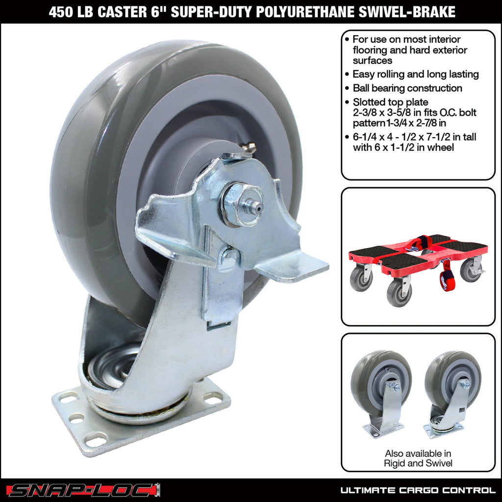 Snap-Loc 204,12 kg 6' Super-Duty Polyurethan Caster