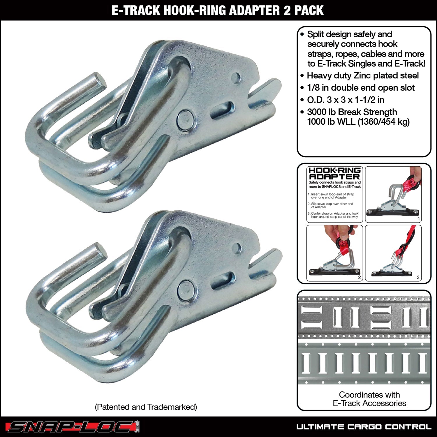 Snap-Loc E-Track Hakenring Adapter – Frachtkontrolle