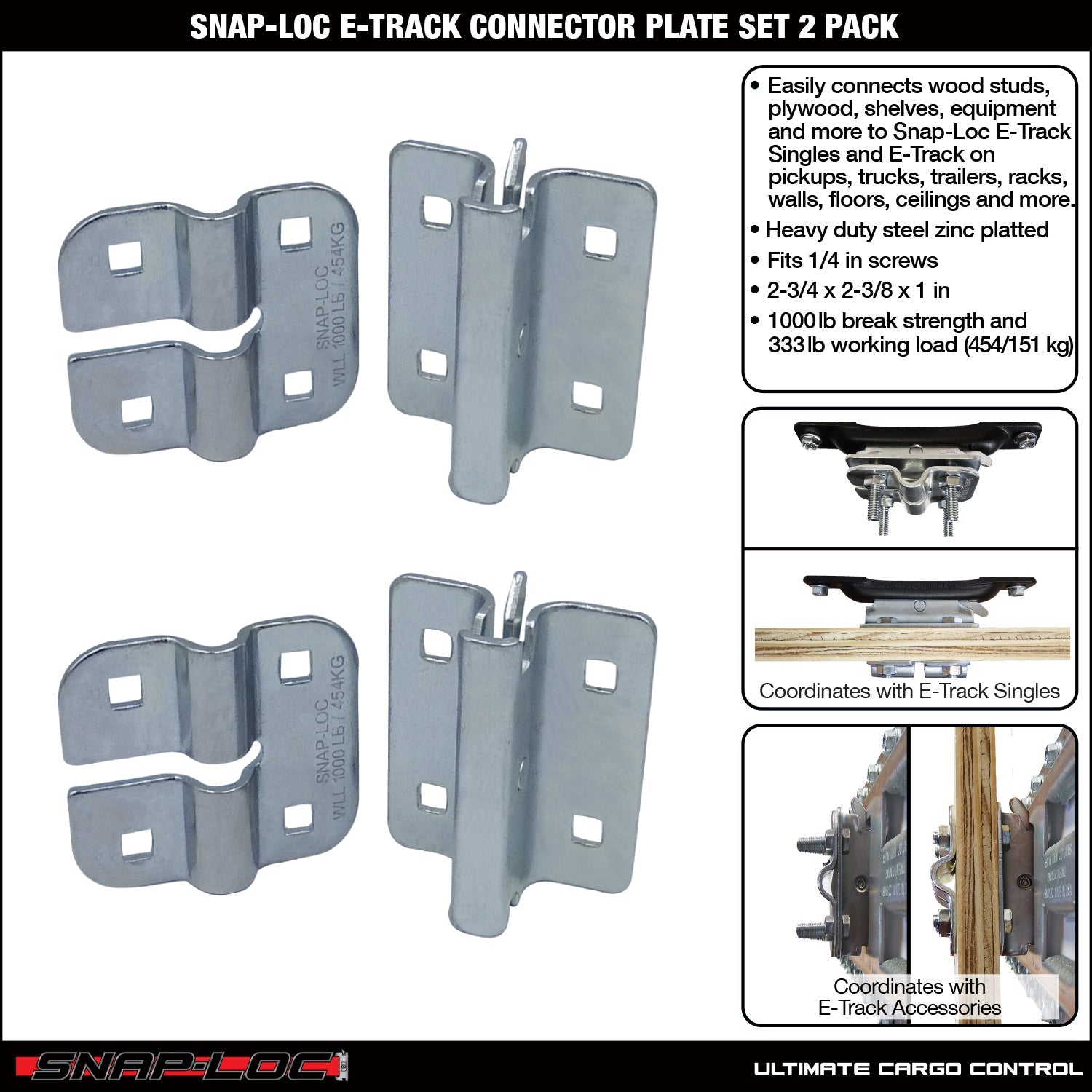 Snap-Loc E-Track Connector Plate Set – Frachtsteuerung