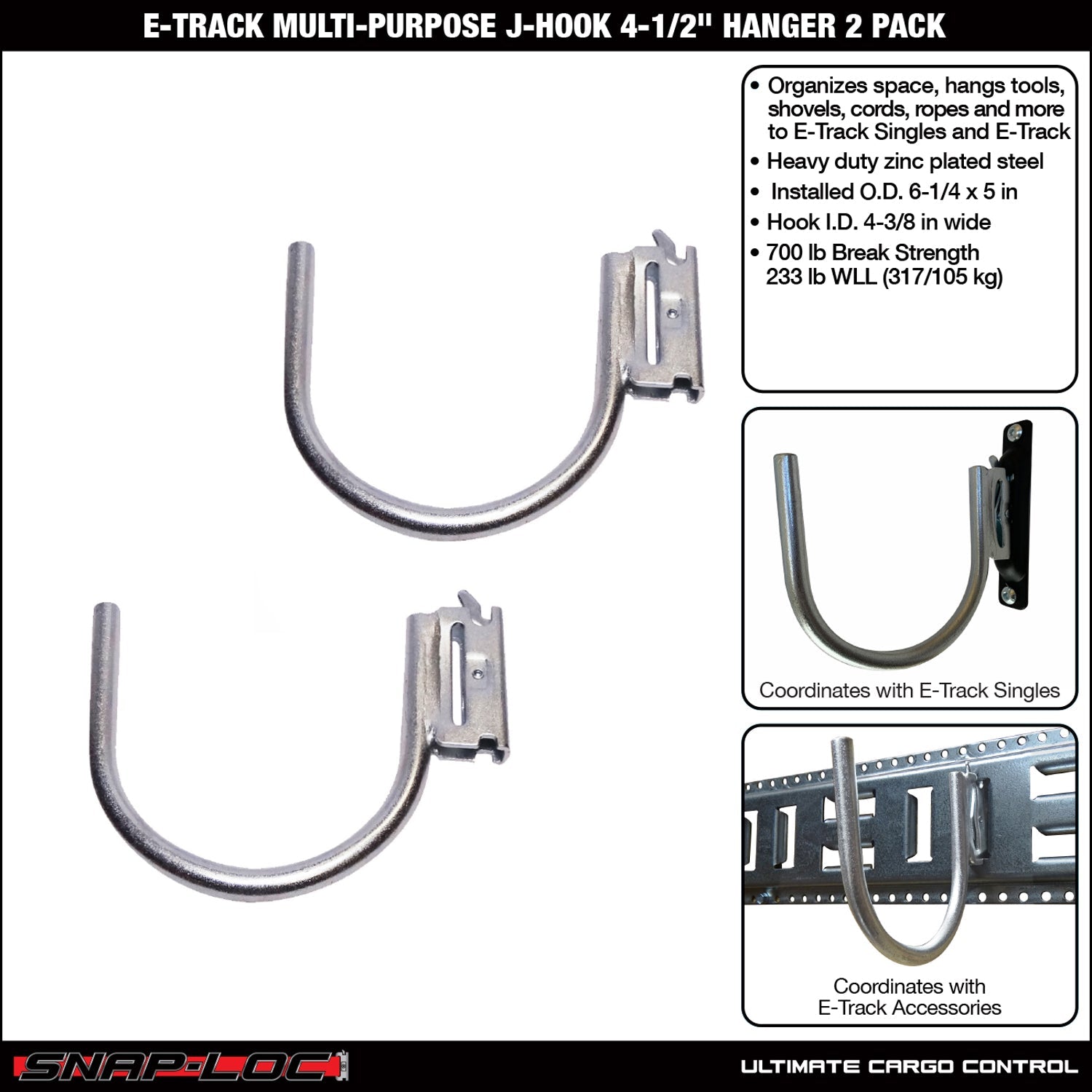 Snap-Loc E-Track 4' Mehrzweck-J-Hook - Cargo Control