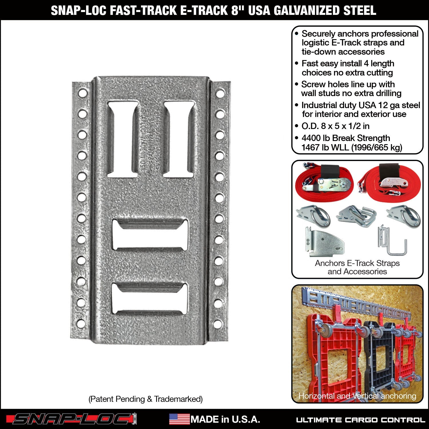 Fast-Track E-Track; USA Galvanized Steel Horizontal Vertikal