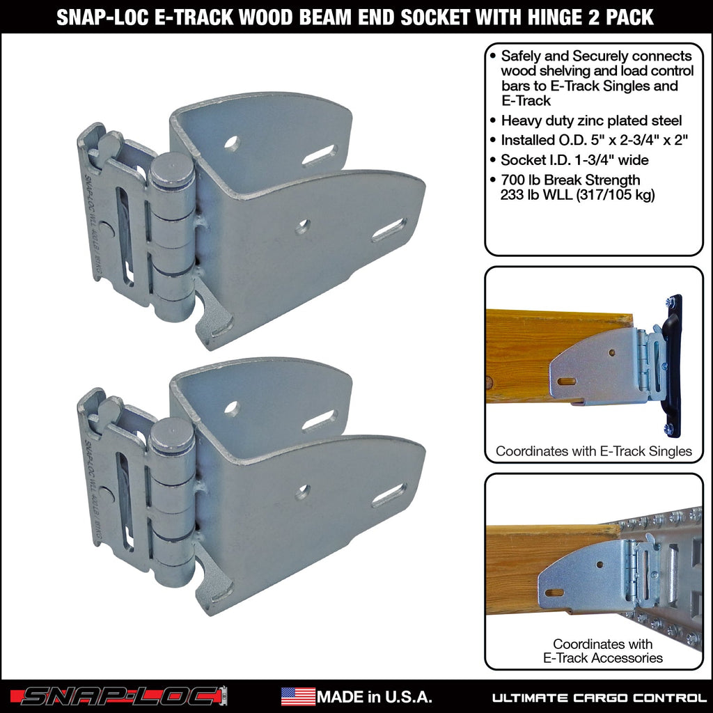 Snap-Loc E-Track Wood Beam End Socket mit Scharnier - Cargo Shoring