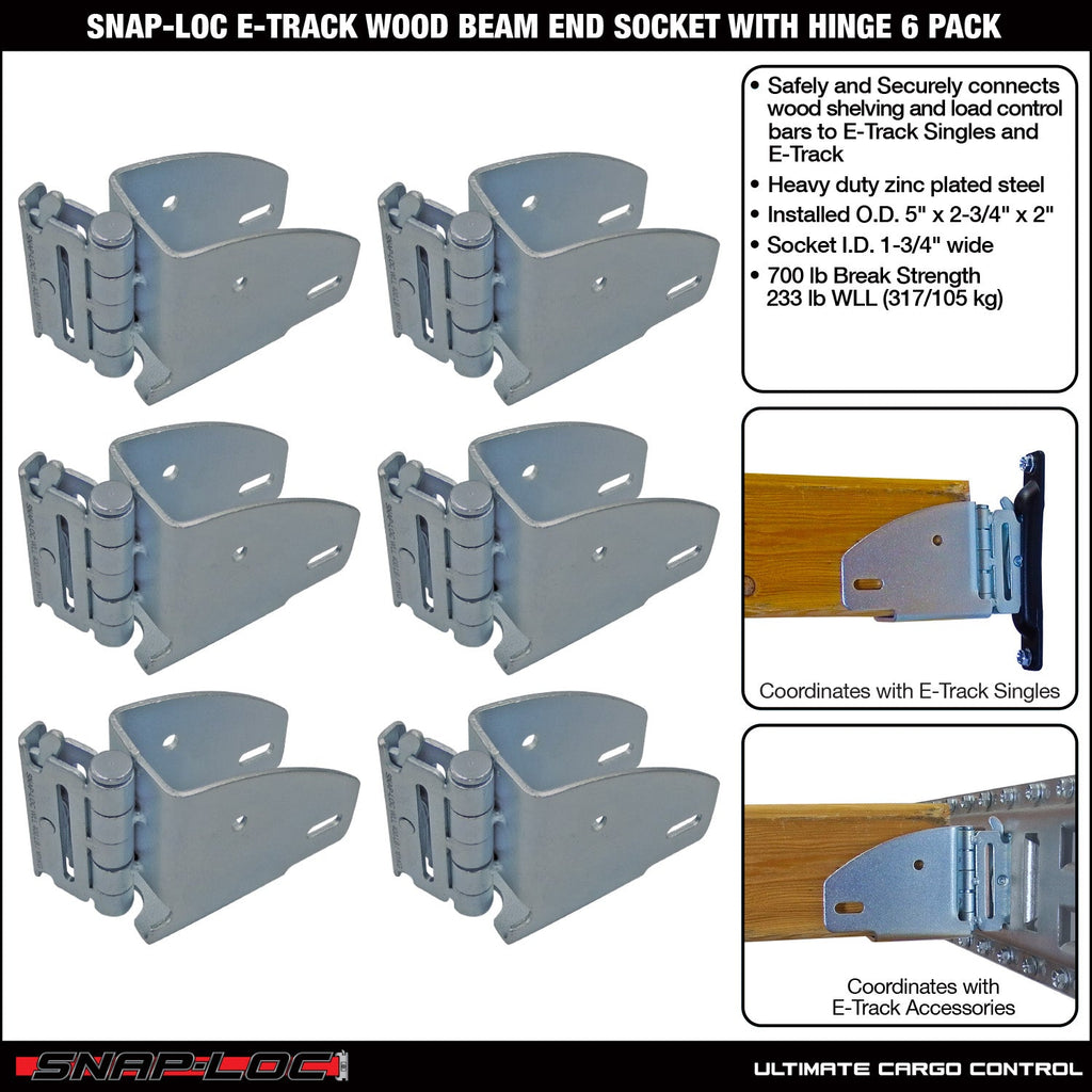 Snap-Loc E-Track Wood Beam End Socket mit Scharnier - Cargo Shoring