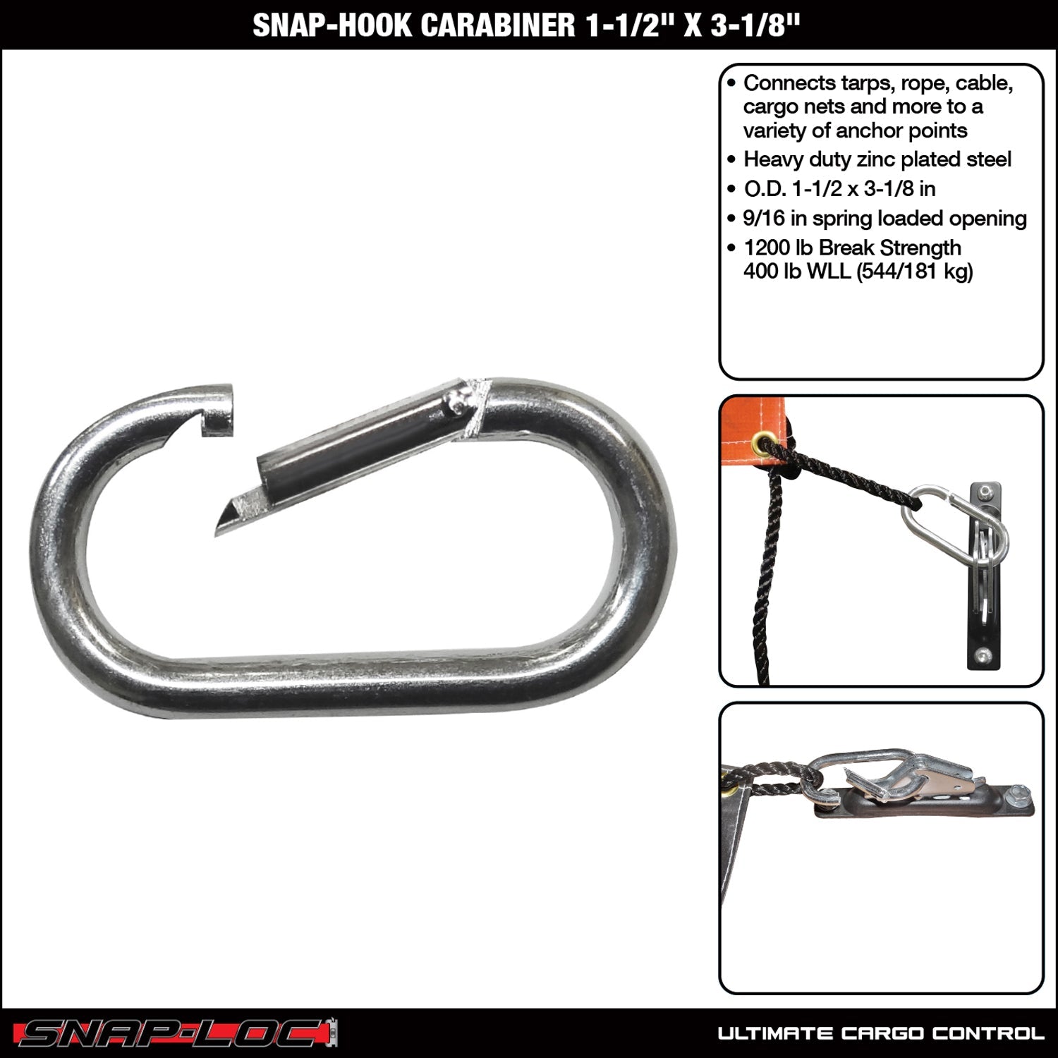 Snap-Loc Carabiner – 1-1/2' x 3-1/8' 10er-Packung - Frachtkontrolle