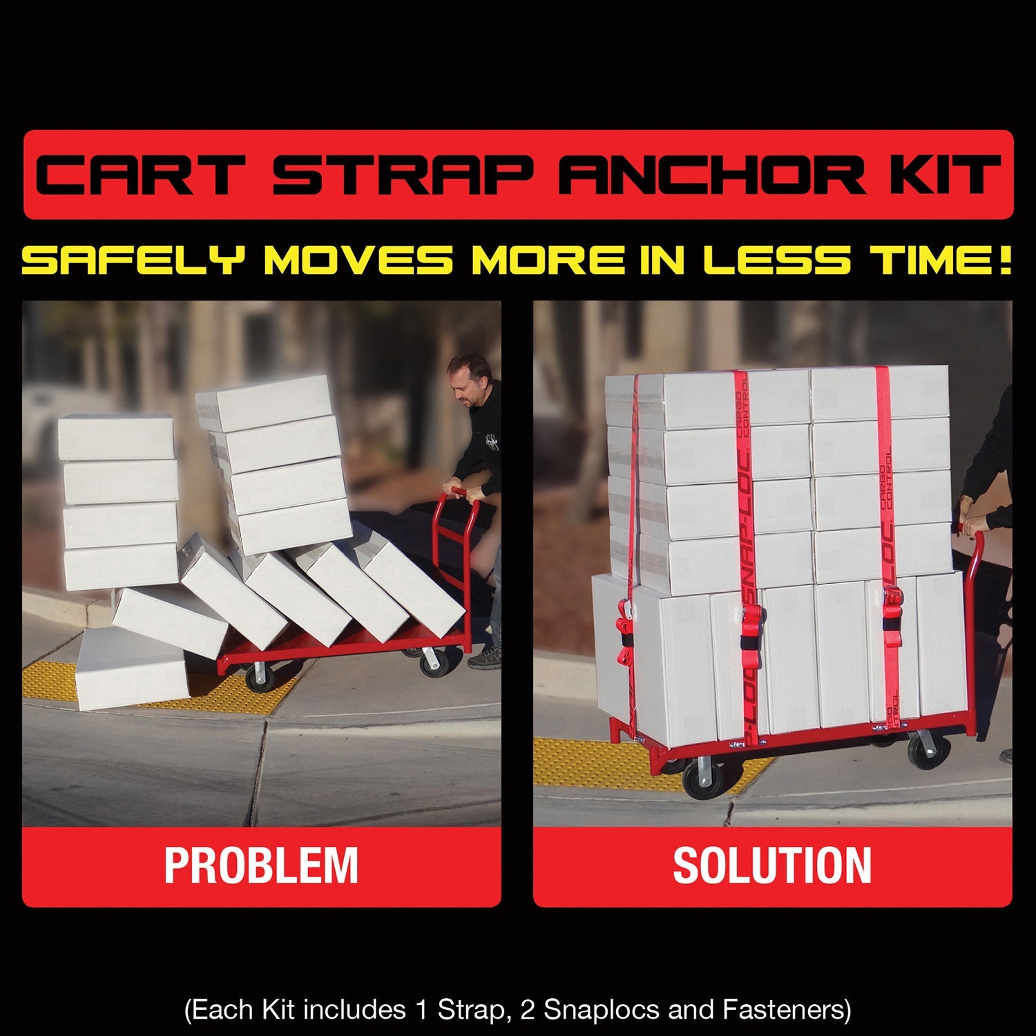 Snap-Loc E-Track Single Cart Strap Anchor Kit - 2 'x 16' Cam Strap, 1,36 kg