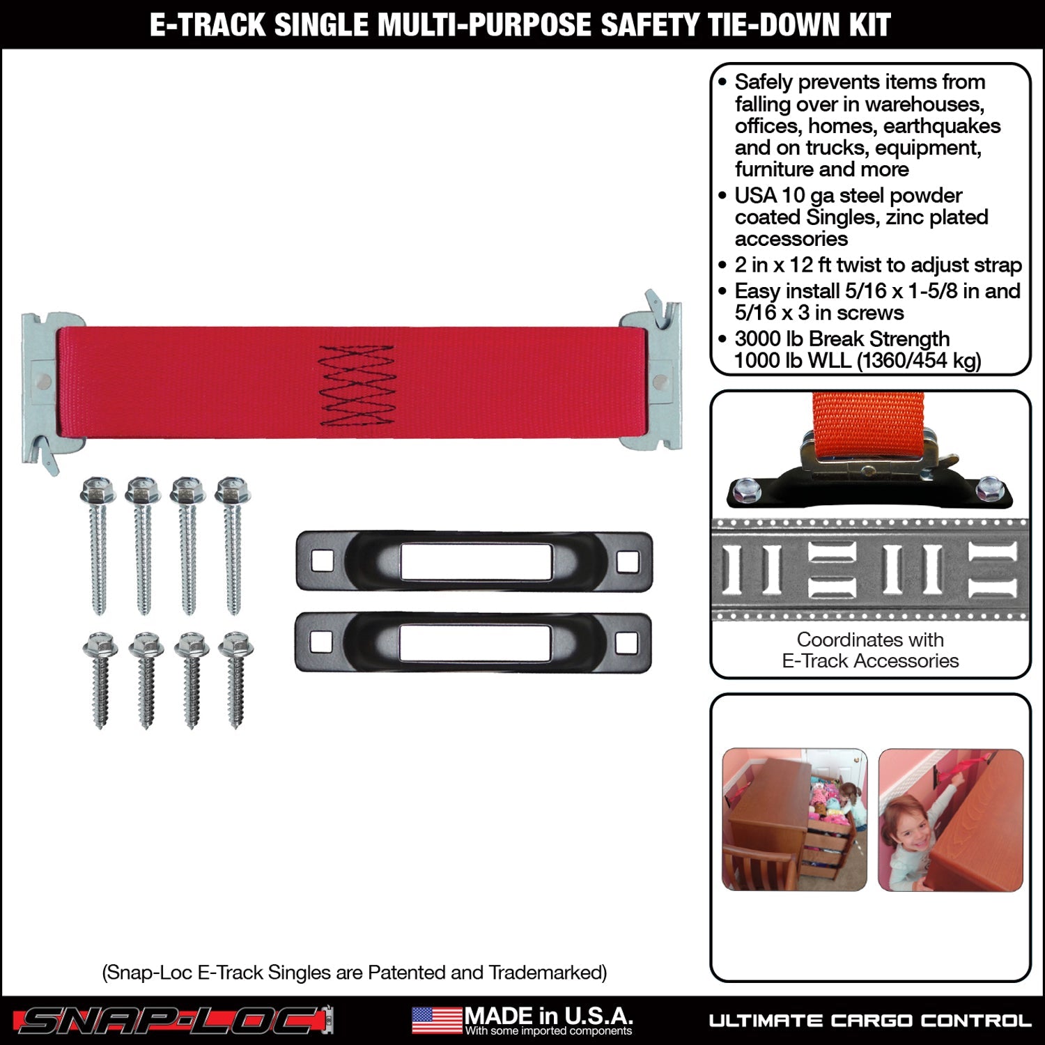 Snap-Loc E-Track Single Safety Anchor Kit - 1,36 kg
