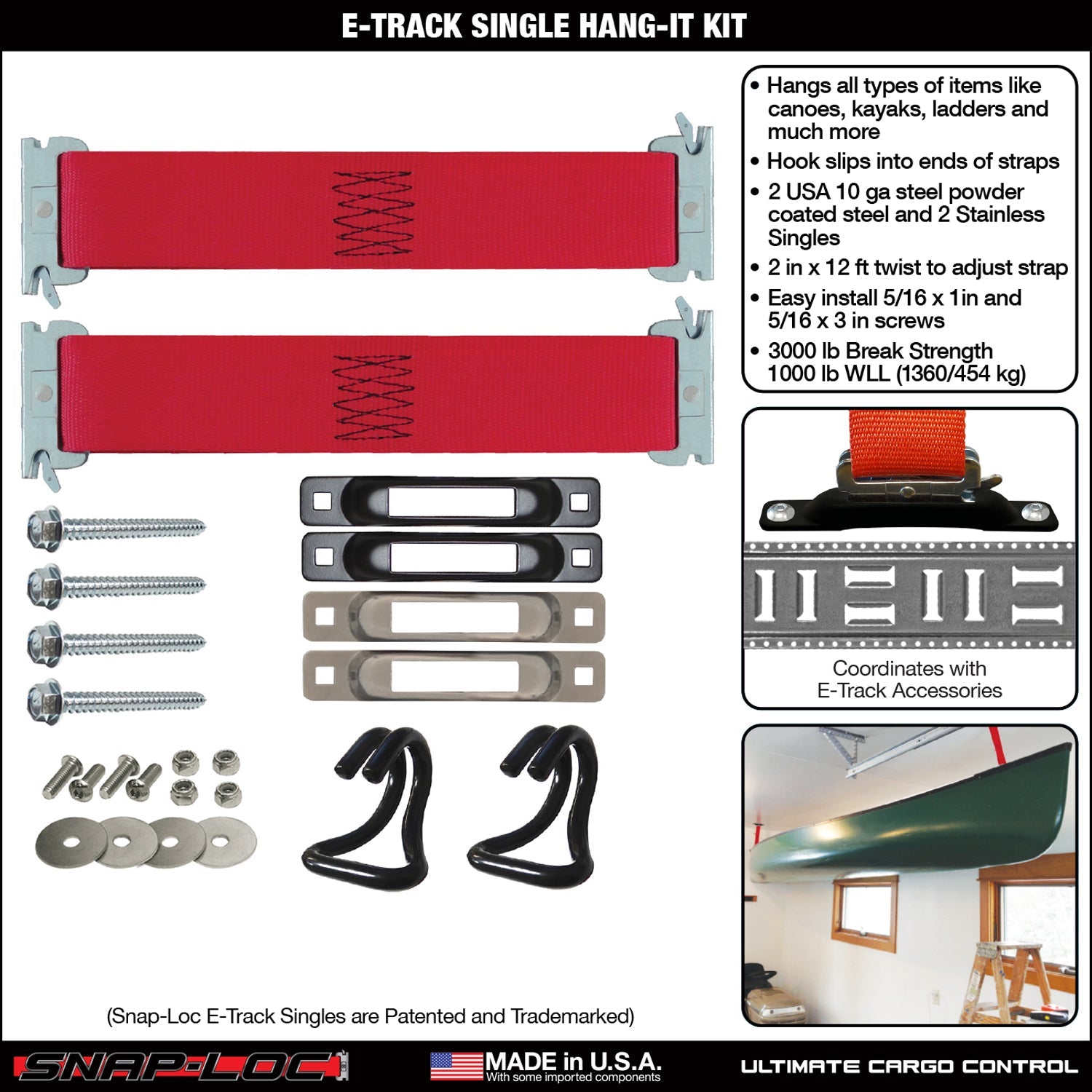 Snap-Loc E-Track Single Hang-It Anker Kit - 1,36 kg