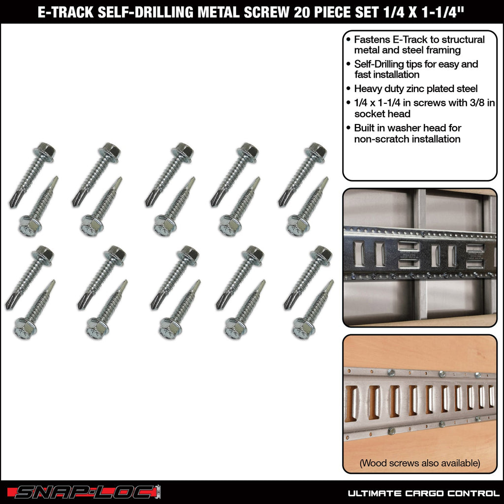 E-Track Selbstbohren Metallschraube 20-Stück-Set 1/4 x 1-1/4 Zoll