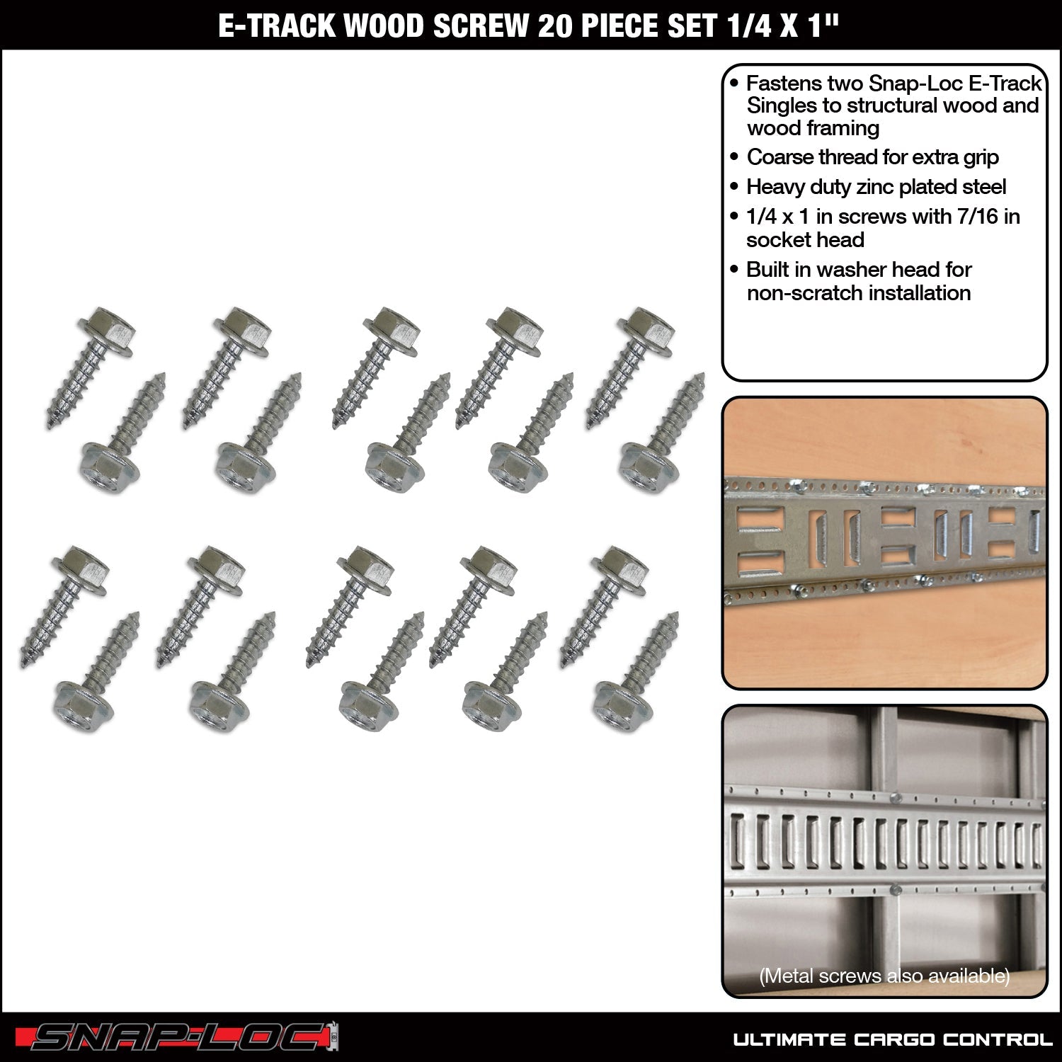 E-Track Holzschraube 20-Stück Set 1/4 x 1 Zoll