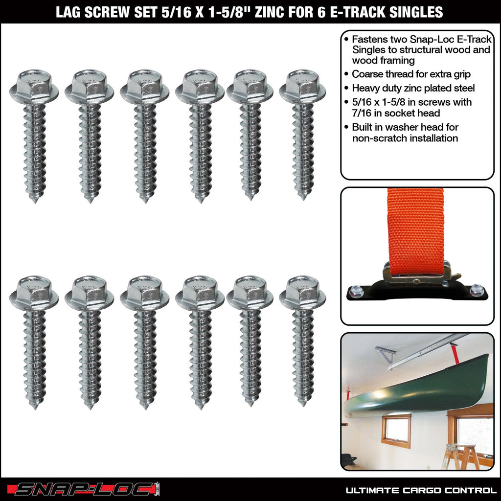 Lag Screw Set 5/16 x 1-5/8 Zoll Zink, Verschraubt 6 Snap-Loc E-Track Singles