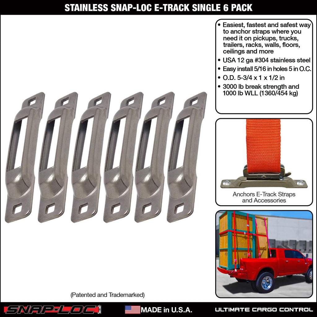 Snap-Loc E-Track Single Tie-Down Ankerpunkte - Edelstahl 6er-Packung