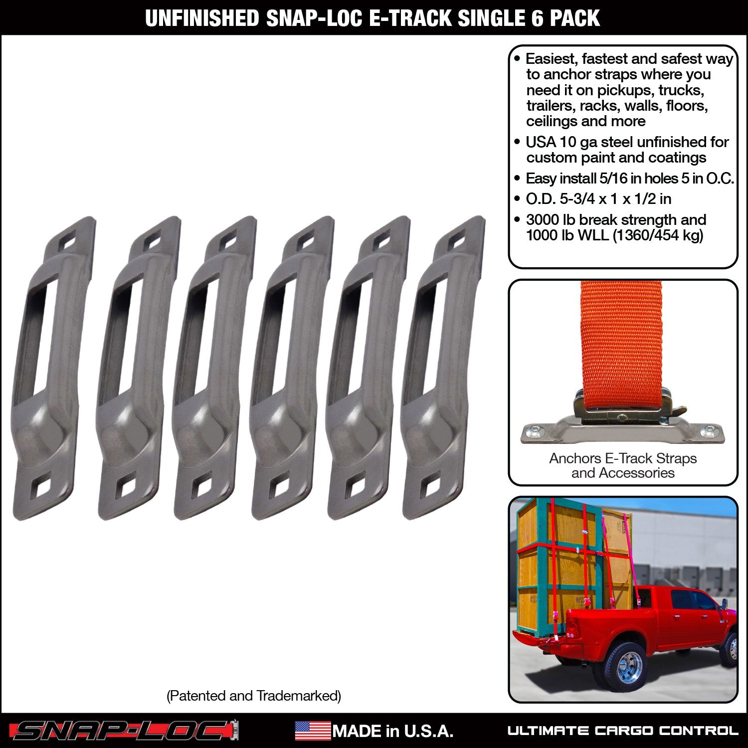 Snap-Loc E-Track Single Tie-Down Ankerpunkte - Unfertiges 6er-Packung