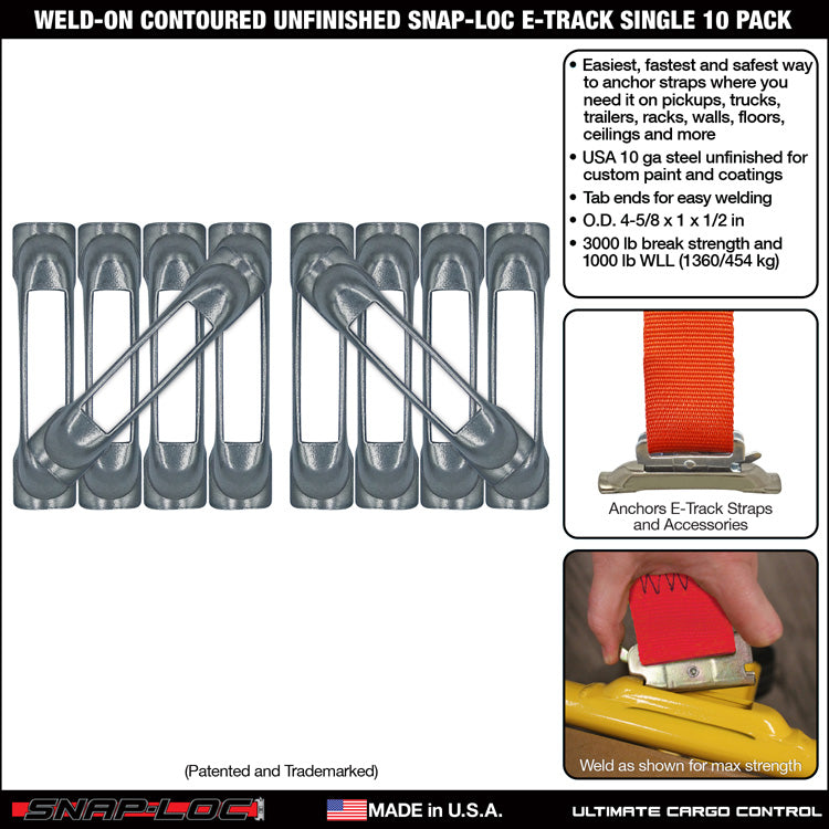 Snap-Loc E-Track Single Tie-Down Ankerpunkte - Unvollendet Contoured Weld-On 6er-Packung