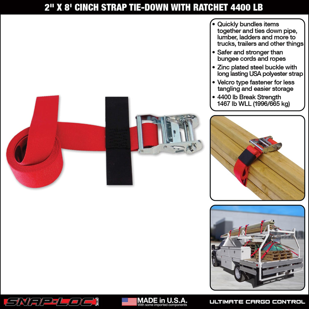 Snap-Loc 2 in x 8 ft Cinch Cam 1,36 kg / Ratchet 2 kg Strap