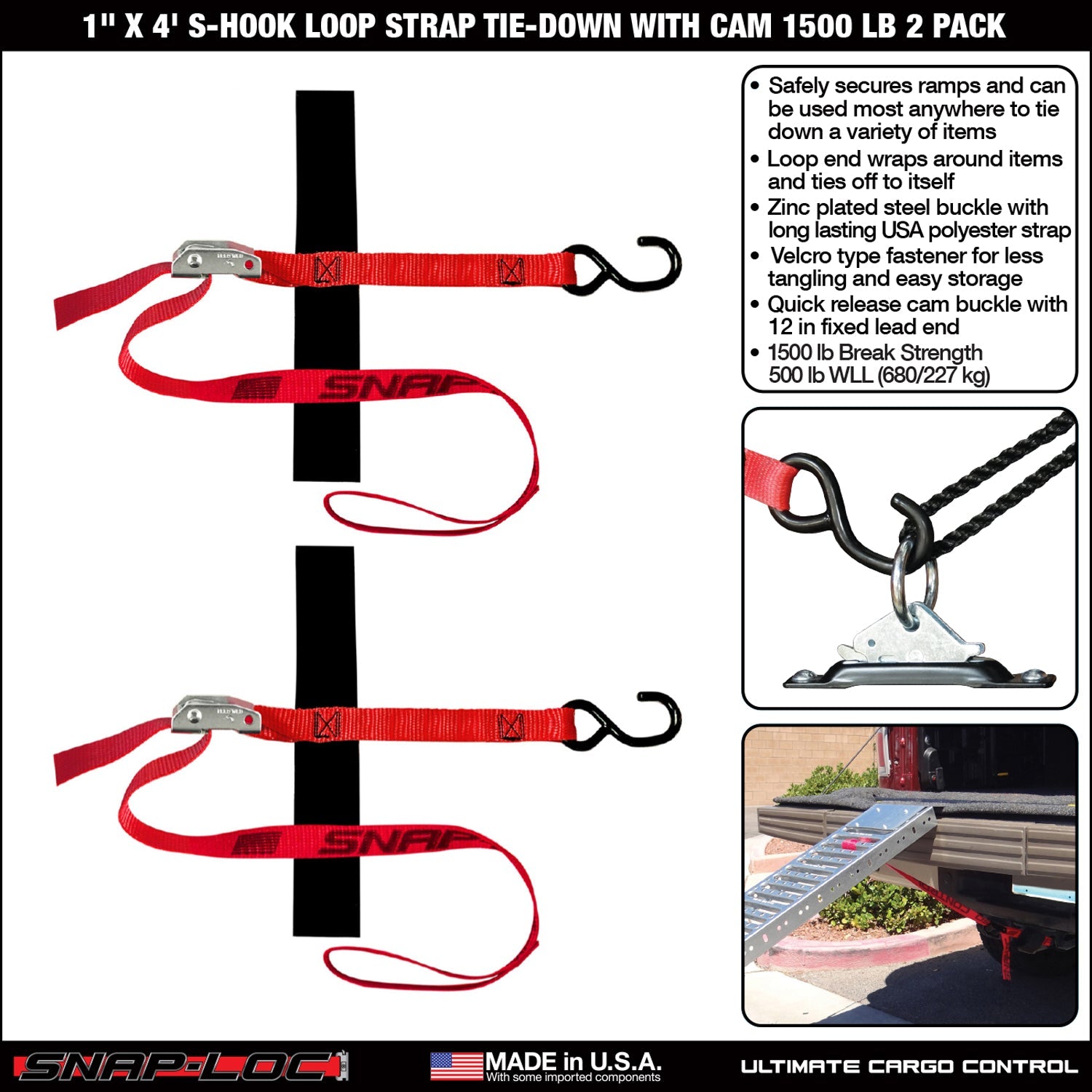 Snap-Loc 1 'x 4' S-Hook Loop Cam Strap - Frachtkontrolle - 0,68 kg