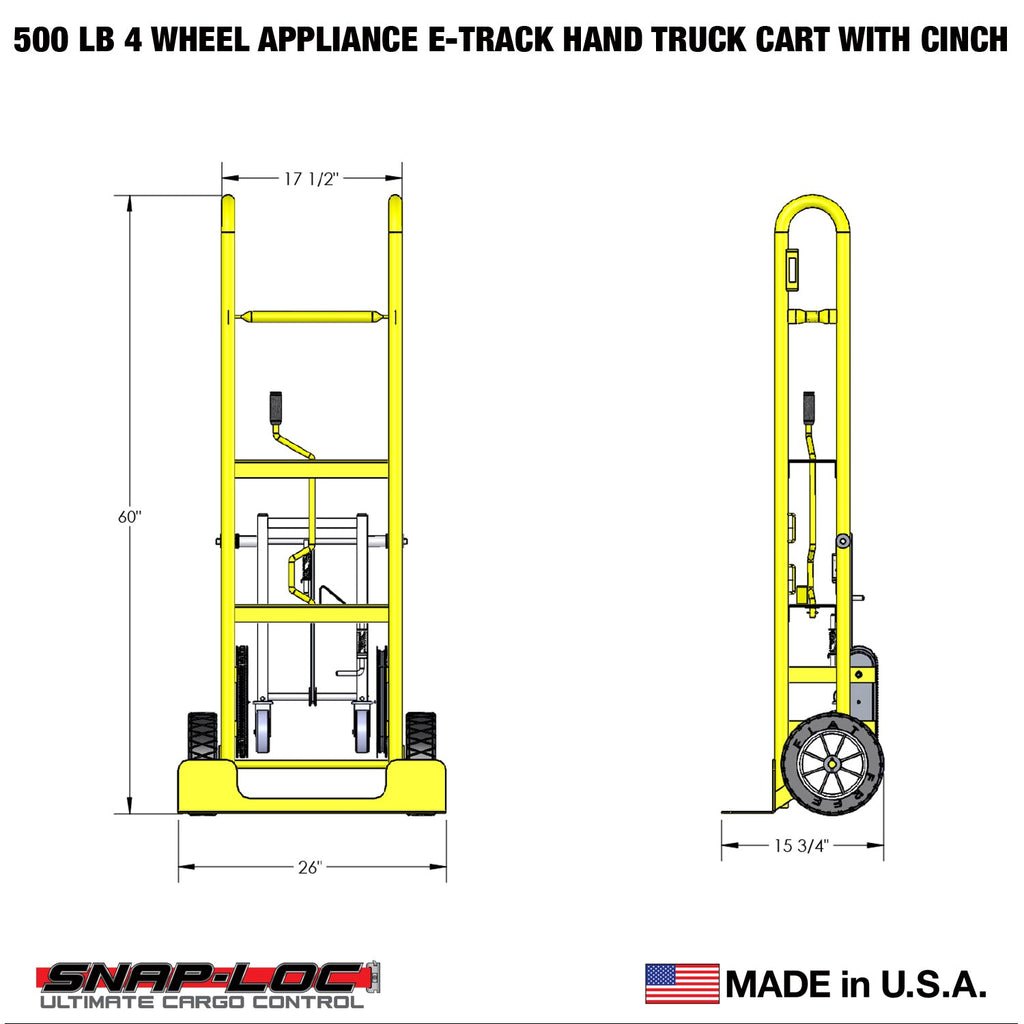 E-Track Hand Truck – 226,8 kg Kapazität mit Cinch Strap, 10' Flat-KOSTENLOS Reifen und Fold-Down Swivel Casters