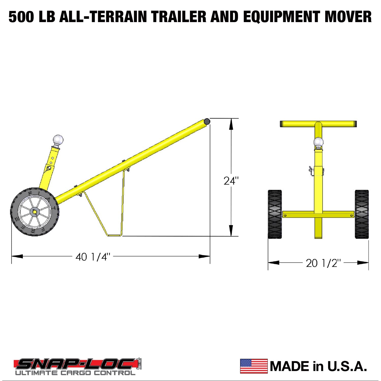 Trailer & Equipment Mover - All-Terrain, 226,8 kg Kapazität mit verstellbarer Höhe Ball und 10 'Flat-KOSTENLOS-Reifen