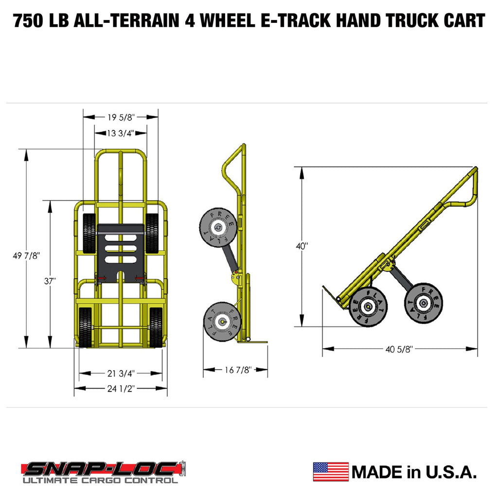 E-Track Hand Truck - All-Terrain, 340,19 kg Kapazität mit Load Bar und 4-Rad 10 'Flat-KOSTENLOS-Reifen