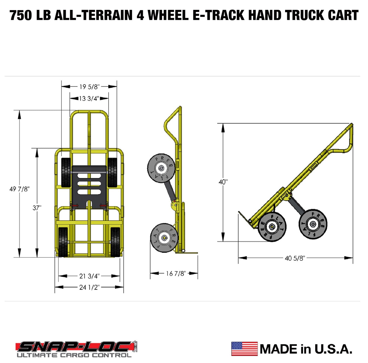 E-Track Hand Truck - All-Terrain, 340,19 kg Kapazität mit Load Bar und 4-Rad 10 'Flat-KOSTENLOS-Reifen