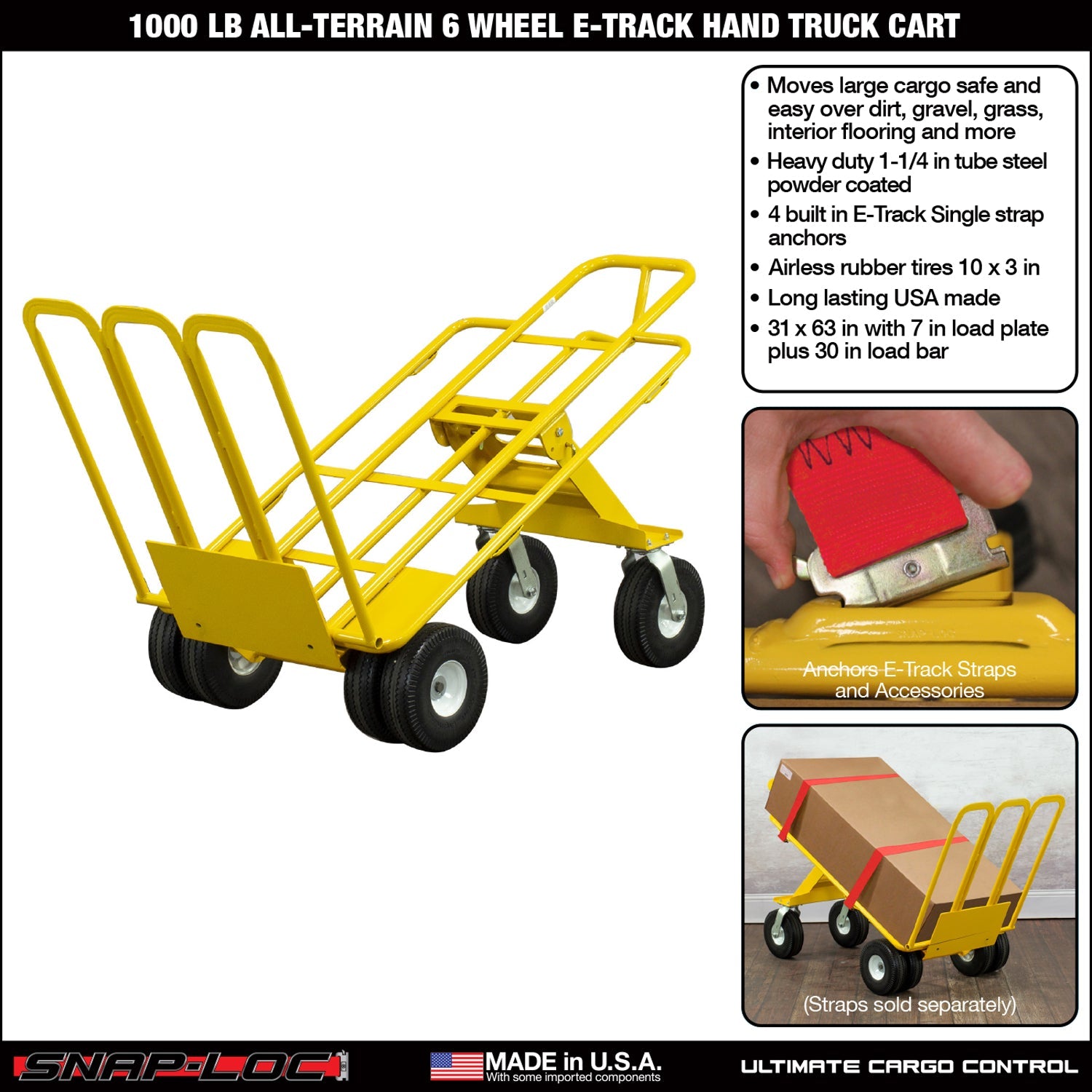 E-Track Hand Truck - All-Terrain, 0,45 kg Kapazität mit Load Bar und 6-Rad 10 'Flat-KOSTENLOS Reifen