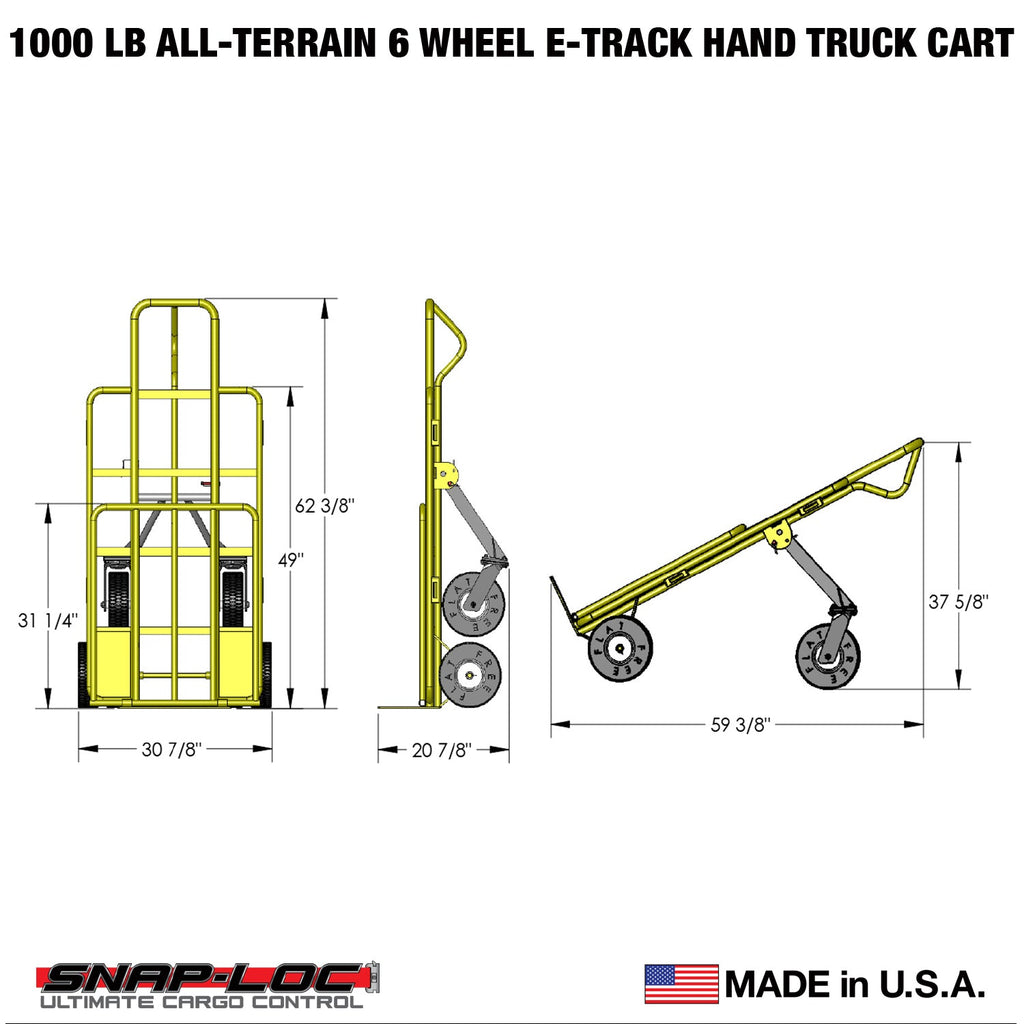 E-Track Hand Truck - All-Terrain, 0,45 kg Kapazität mit Load Bar und 6-Rad 10 'Flat-KOSTENLOS Reifen