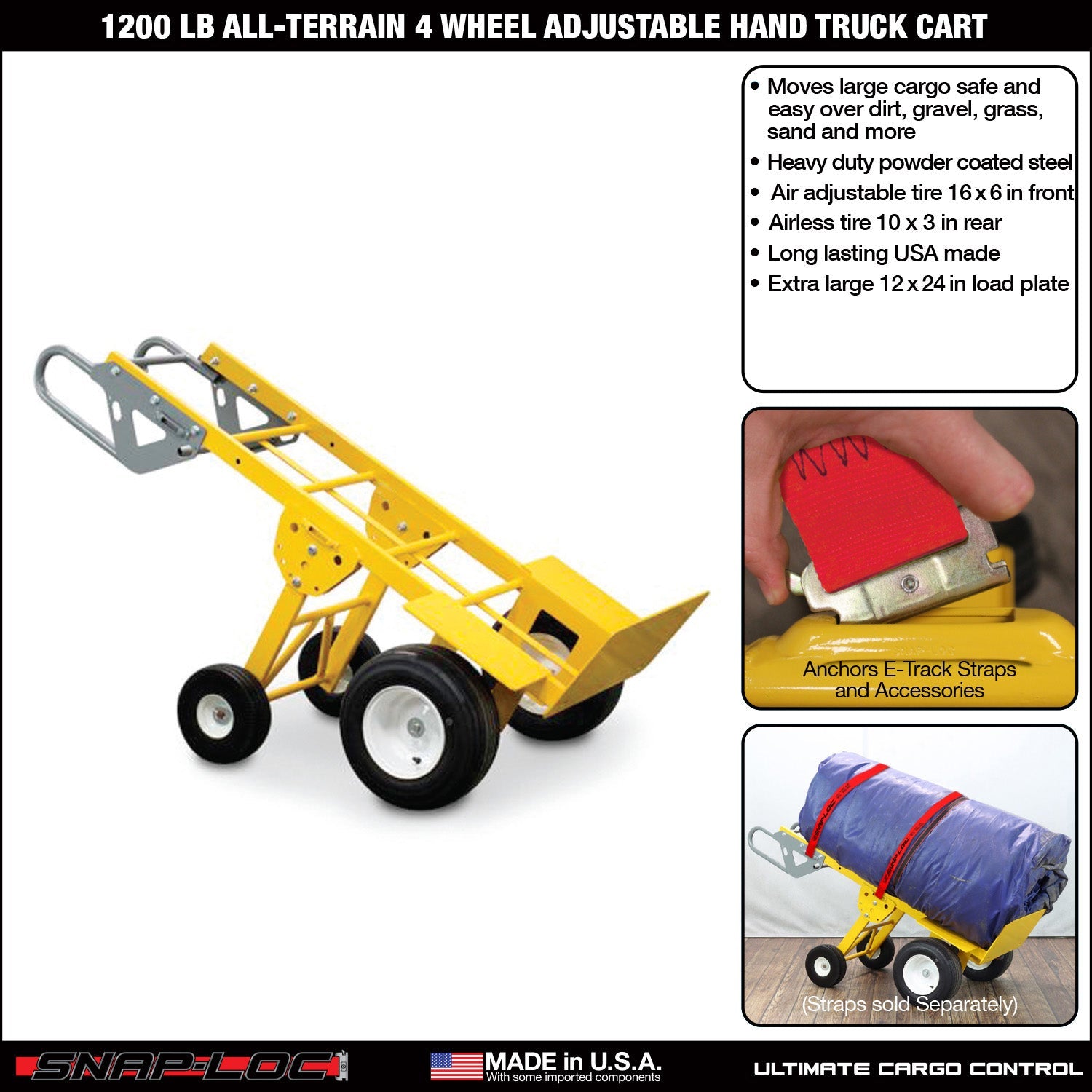 E-Track Hand Truck - All-Terrain, 0,54 kg Kapazität mit 16' Trailer Reifen und 10' Flat-KOSTENLOS Support Reifen