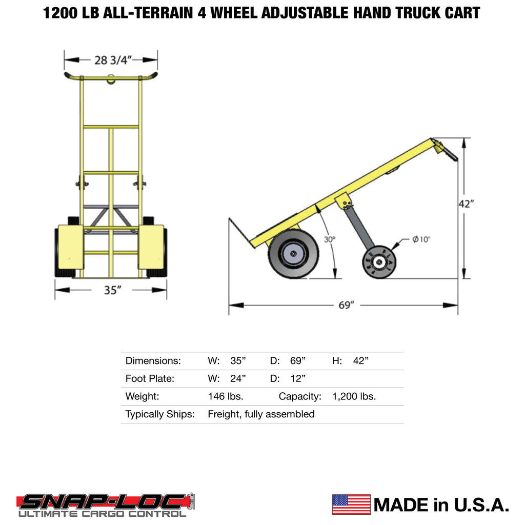 E-Track Hand Truck - All-Terrain, 0,54 kg Kapazität mit 16' Trailer Reifen und 10' Flat-KOSTENLOS Support Reifen