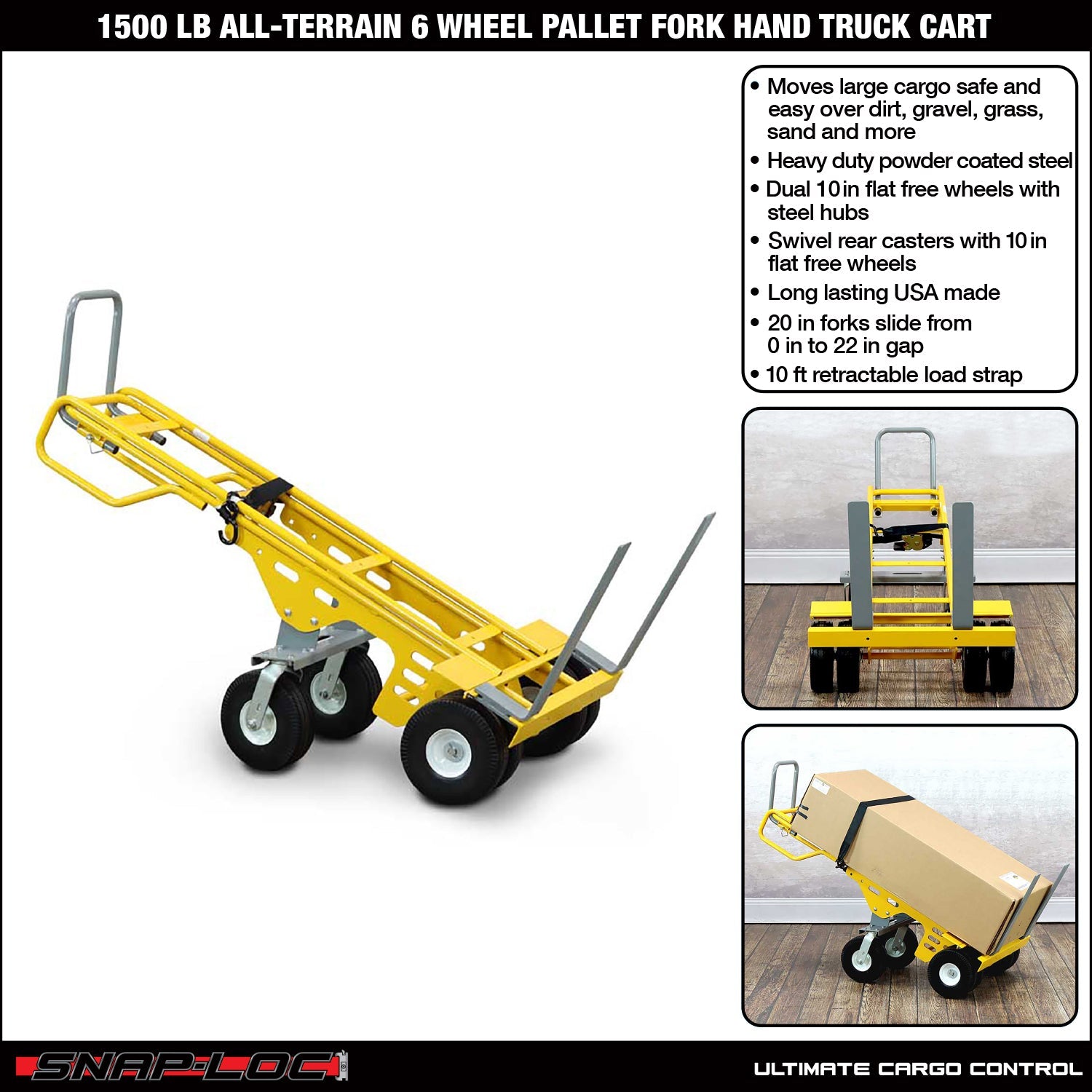 E-Track Hand Truck - All-Terrain, 0,68 kg Kapazität mit verstellbaren Palettengabeln und 6-Rad 10 'Flat-KOSTENLOS-Reifen