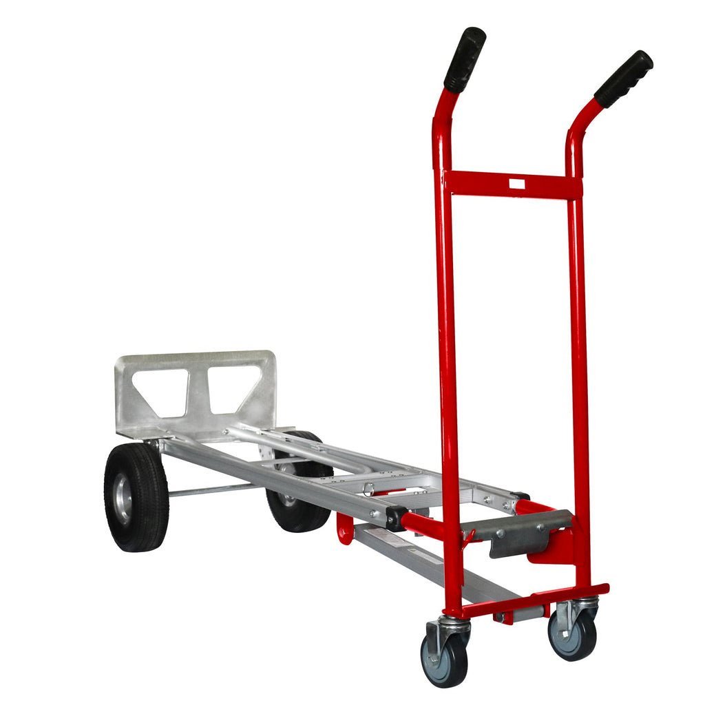 Hand-Truck aus Stahl – 362,87 kg Kapazität mit erweiterbarer Plattform und 10' Reifen (Rot)