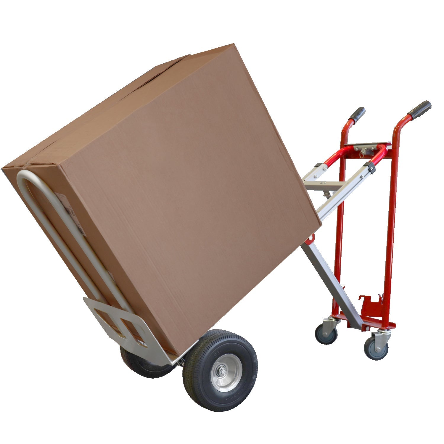 Hand-Truck aus Stahl – 362,87 kg Kapazität mit erweiterbarer Plattform und 10' Reifen (Rot)