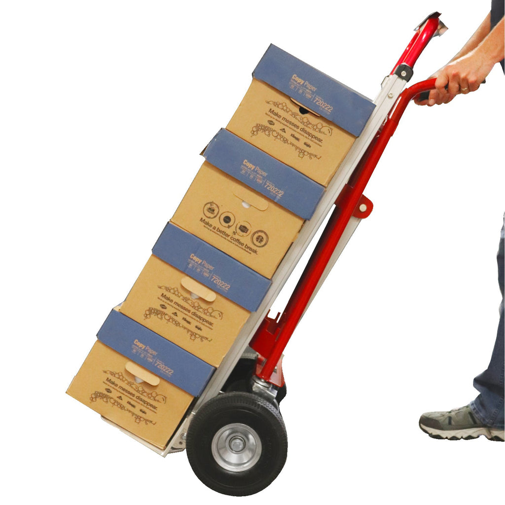 Hand-Truck aus Stahl – 362,87 kg Kapazität mit erweiterbarer Plattform und 10' Reifen (Rot)
